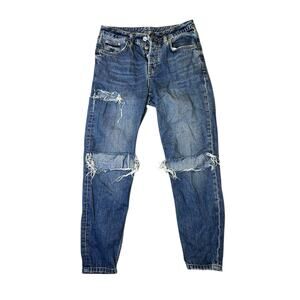 Topshop Light Wash Distressed Moto Ankle Skinny Jeans Size 25” Waist, High Rise